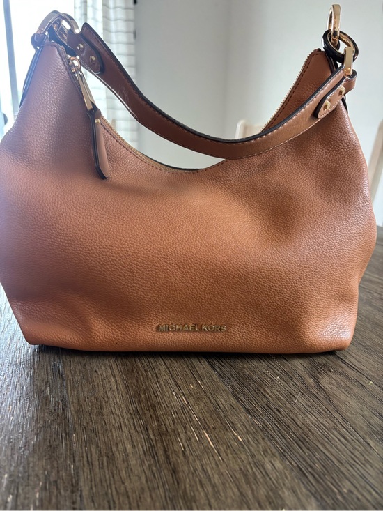 Michael Kors Handbags - Michael Kors Brown Pebbled Leather Shoulder Bag with Gold Hardware